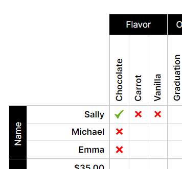 Logic puzzle example - ticking a box auto crosses out other options